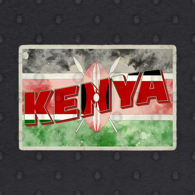 Kenya Vintage style retro souvenir by DesignerPropo